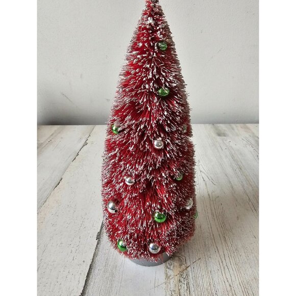 midwest Cannon falls mercury bottle brush ornament mini tree Xmas red flocked de - Picture 1 of 7